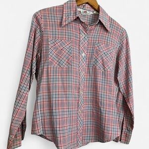 Red and Gray Plaid Button-Up Shirt